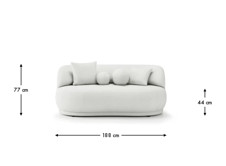 GIO Mini Semi-Circular Sofa – A Designer Form in Japandi and Modern StyleDimensions.webp