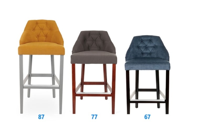 Sissi- Bar Stoll, Upholstered with Wooden Legs Elegant Stool2