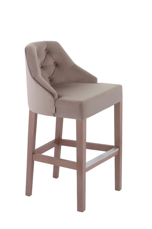 Sissi- Bar Stoll, Upholstered with Wooden Legs Elegant Stool18