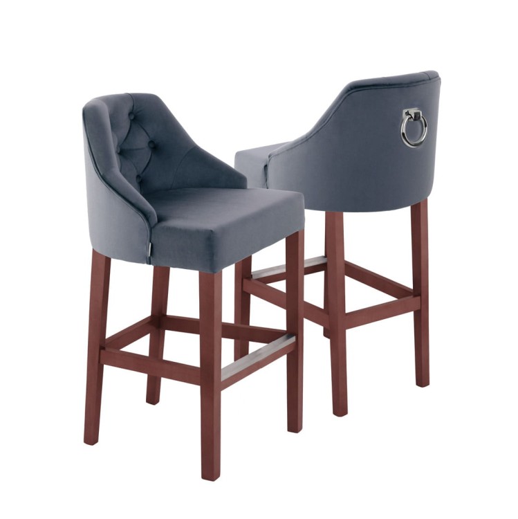 Sissi- Bar Stoll, Upholstered with Wooden Legs Elegant Stool3