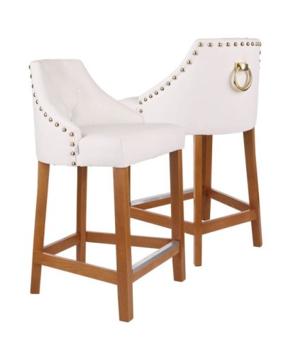Sissi- Bar Stoll, Upholstered with Wooden Legs Elegant Stool1