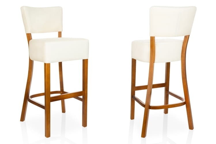 Oscar- Upholstered Bar Stool, Solid Wood Legs 1