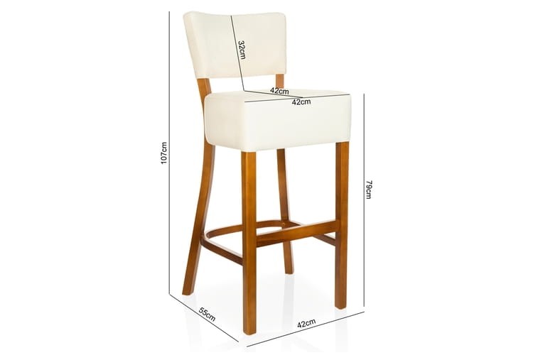Oscar- Upholstered Bar Stool, Solid Wood Legs 4