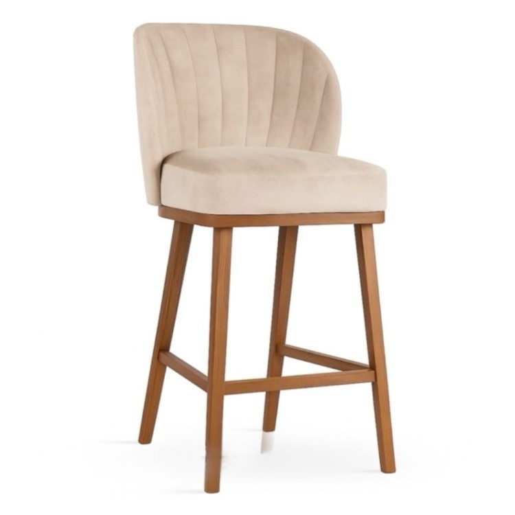 SHELLY SUPREME BAR STOOL UPHOLSTERED SOLID WOOD LEGS3