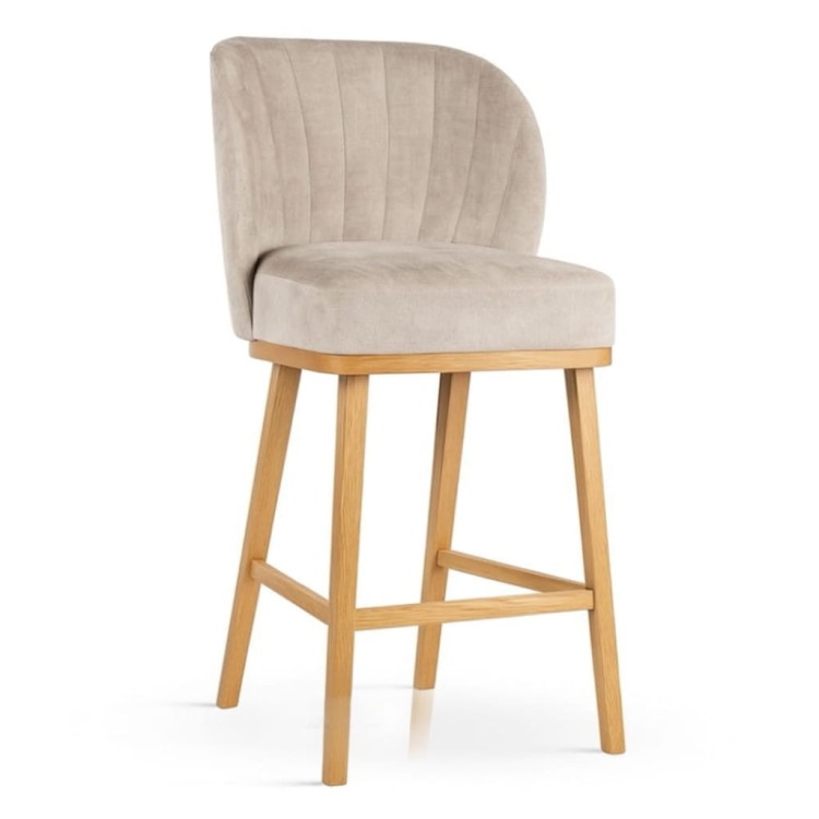 SHELLY SUPREME BAR STOOL UPHOLSTERED SOLID WOOD LEGS5