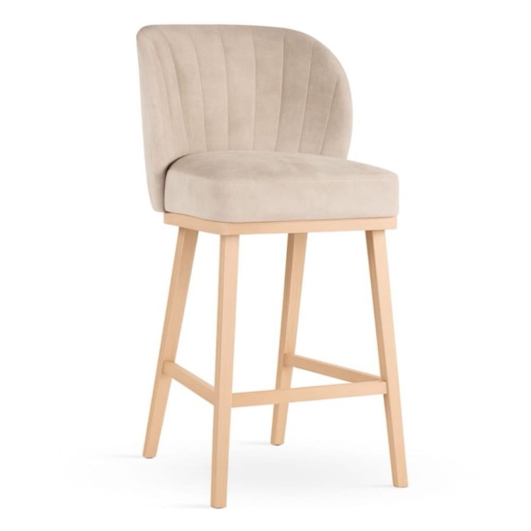 SHELLY SUPREME BAR STOOL UPHOLSTERED SOLID WOOD LEGS7