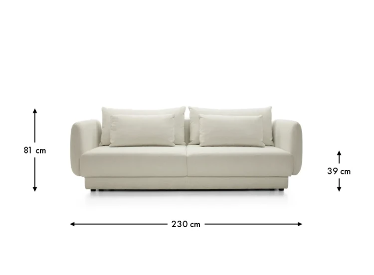 ELY - Supreme Upholstered 2-seater Sofa Bed Designer -dimension