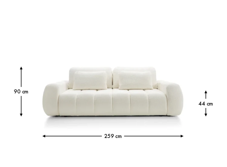 Donut Sofa Bed with Container Upholstered Designer - dimension
