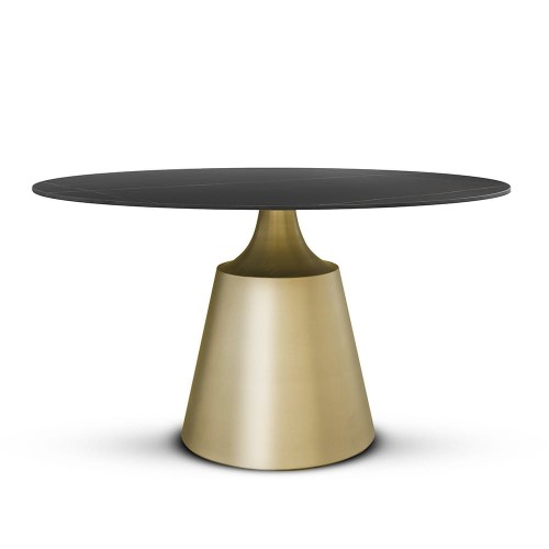 Sorrento Round Table Stylish and Contemporary Dining Table Brushed Gold Leg1