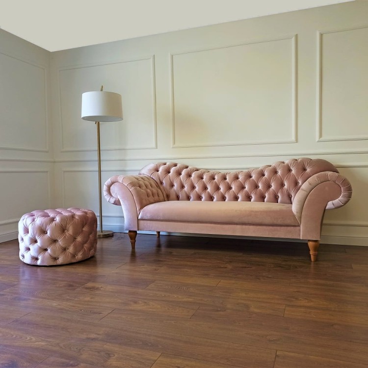 EMPORIO- CHESTERFIELD BESPOKE SOFA UPHOLSTERED GLAMOUR ELEGANT-pink