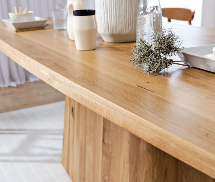 Dining Table Lugano Solid Oak Extendable Oval Top - Modern Wood Base 160-320 cm by MEK design5
