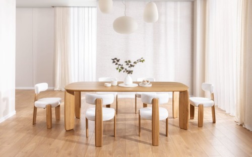 Quercio-SOLID WOOD DINING TABLE OAK ARTISAN JAPANDI STYLE by MEK design