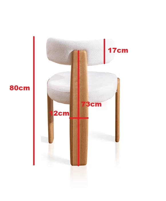 Quercio- Designer Dining Chair Solid Wood and Upholstered Japandi Stylish- dimension