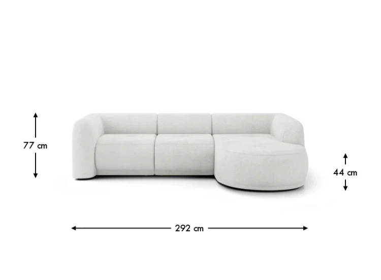 GIO- Corner Sofa, Elegant and Stylish, Upholstered by MEK design- dimension