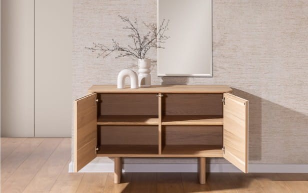Artigiano- Commode Solid Oak Wood with Sintered Quartz Fronts, 2doors or 3doors by MEK design- 2doors
