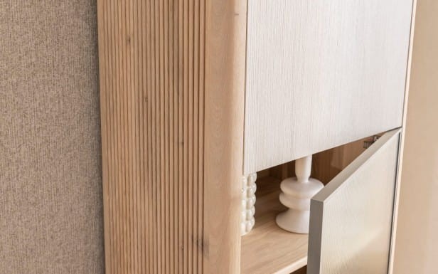 Artigiano- Display Cabinet Solid Oak Wood with Sintered Quartz Fronts, Luxury and Timeless3