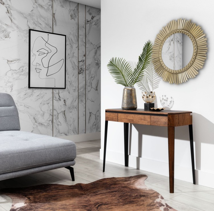 Bellagio-  Designer Console Table Solid Oak Wood with Sintered Quartz Top by MEK design4