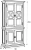 Lavender - Solid Pine Wood Display Cabinet for Living and Dining Rooms, in two parts by MEK design- dimension
