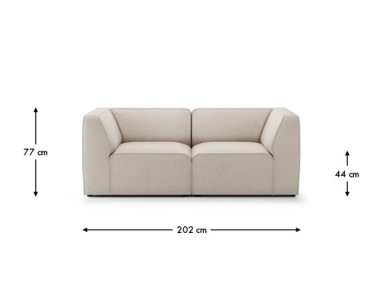 Huggy - 2-seater sofa, Designer sofa, Upholstery Nordic Stylish by MEK design- dimension