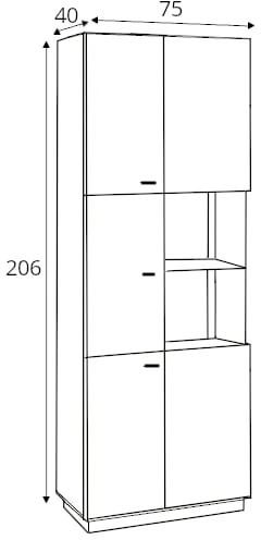 Alentejo - modern display cabinet with LED lighting and a unique character Solid Oak Wood. by MEK design- dimension