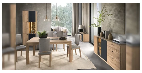 Alentejo - modern display cabinet with LED lighting and a unique character Solid Oak Wood. by MEK design- set