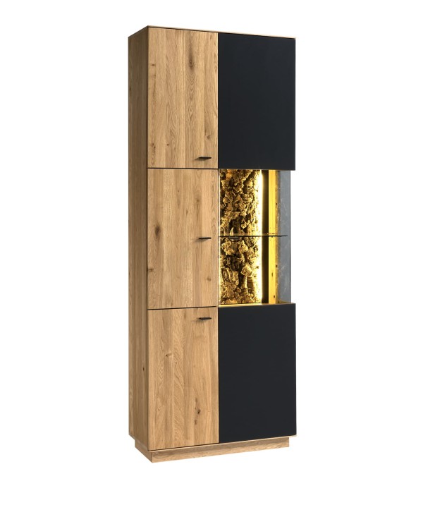 Alentejo - modern display cabinet with LED lighting and a unique character Solid Oak Wood. by MEK design- left