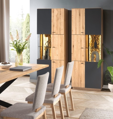 Alentejo - modern display cabinet with LED lighting and a unique character Solid Oak Wood. by MEK design- set of two