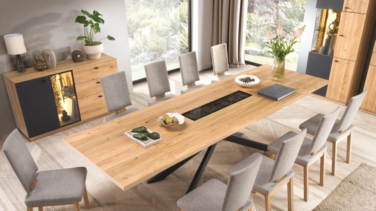 Alentejo - Solid Oak Dining Table Extendable with Natural Decor by MEK design- set