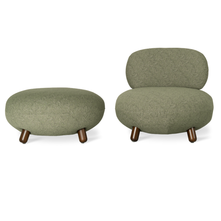 SHAUN - DESIGNER LOUNGE SET , ARMCHAIR WITH FOOT STOOL by MEK design- green2
