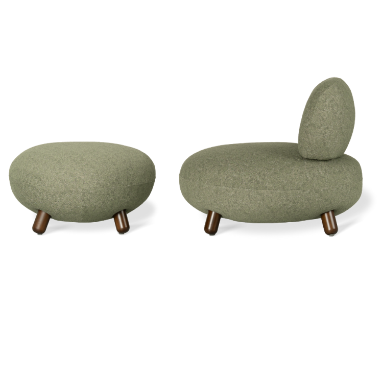 SHAUN - DESIGNER LOUNGE SET , ARMCHAIR WITH FOOT STOOL by MEK design- green3