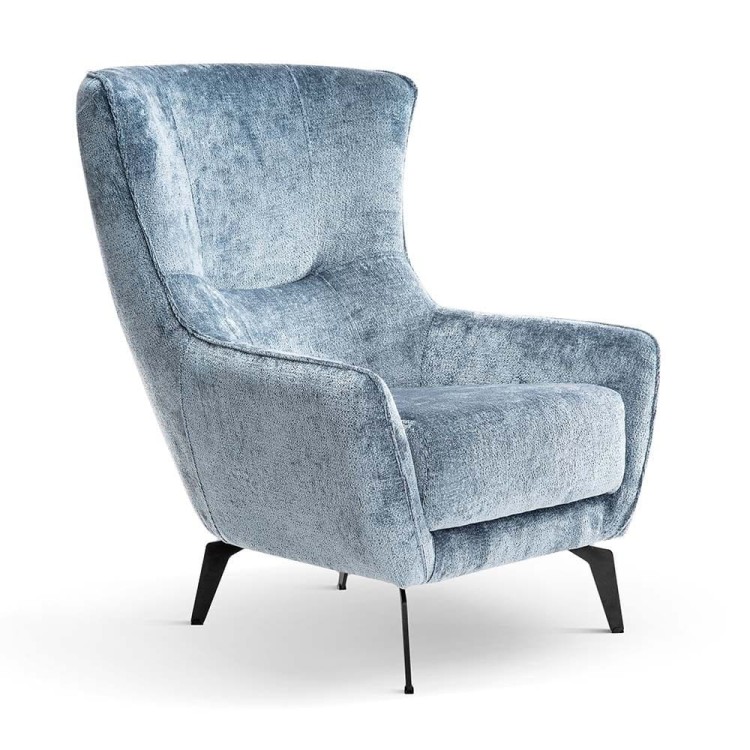 Ashbury- Designer Armchair, Upholstered with Steel Legs, Cosy Wing Chair, Accent Occasional Chair by MEK design