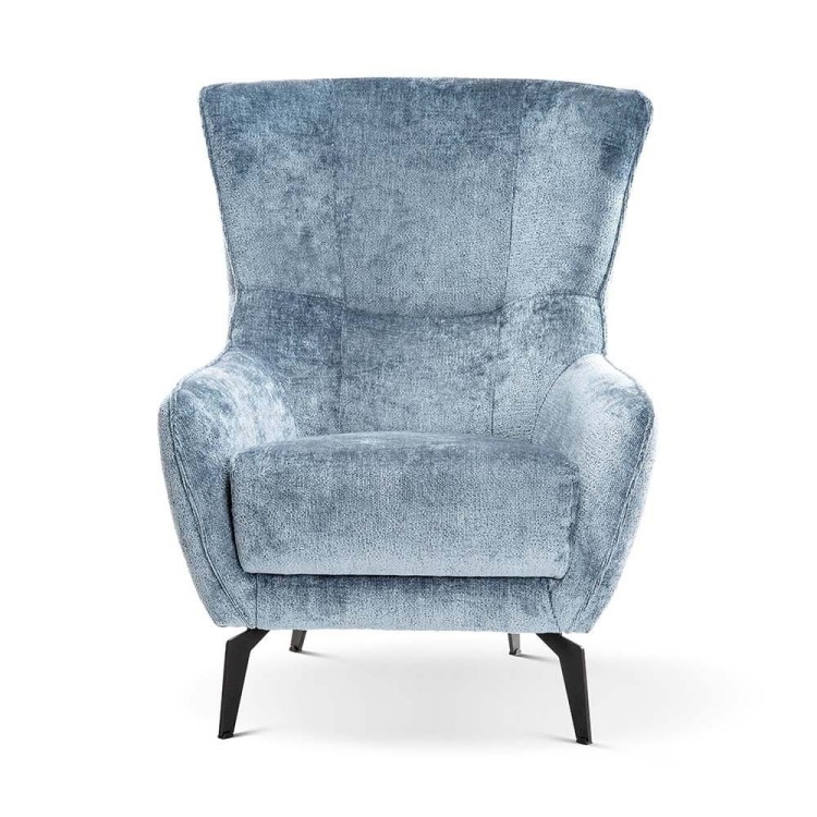 Modern Romeo- Designer Armchair, Upholstered with Steel Legs, Cosy Wing Chair, Accent Occasional Chair by MEK design