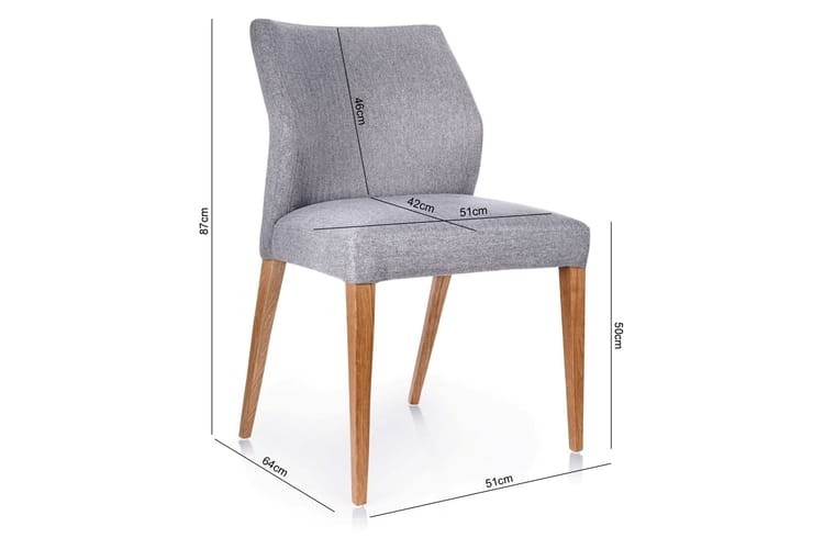 Aldo Upholstered Designer Dining Chair by MEK design- without armrest dimension