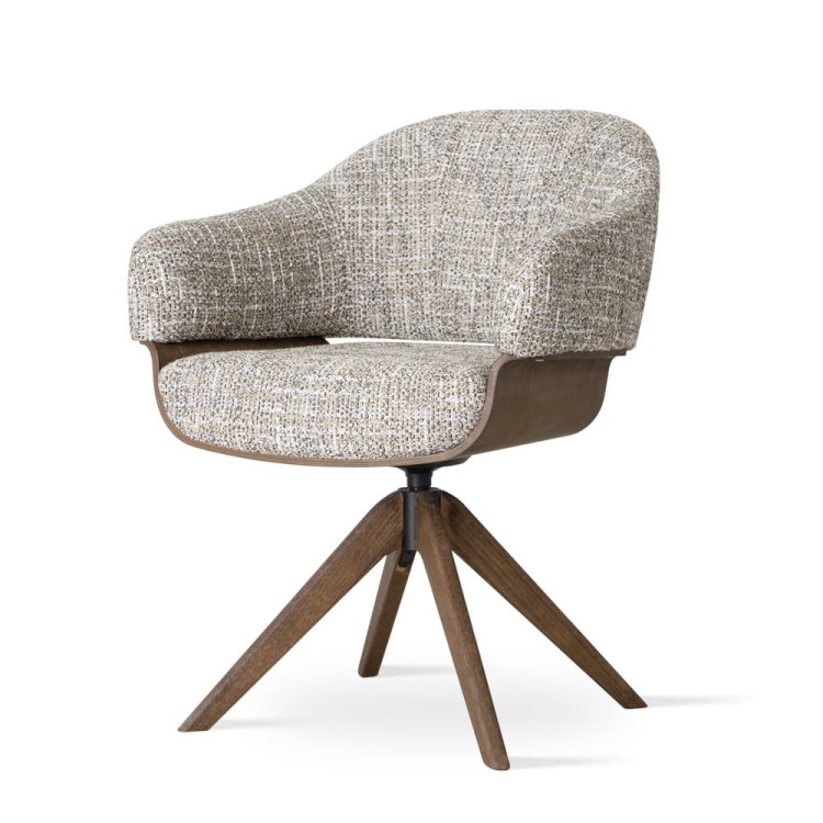 Swivel Chair- Venus, with upholstered seat and wooden base by MEK design
