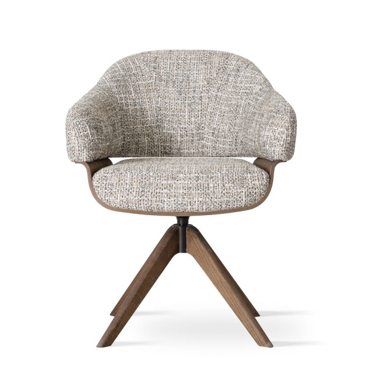 Swivel Chair- Venus, with upholstered seat and wooden base by MEK design