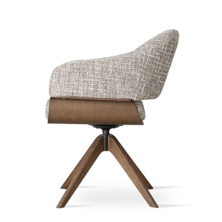 Swivel Chair- Venus, with upholstered seat and wooden base by MEK design