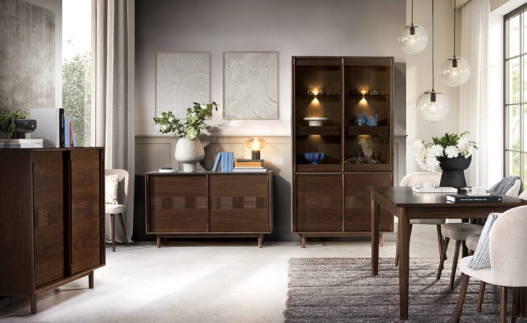 Solid Wood Display Cabinet - Cantiero Exclusive Walnut Furniture by MEK design- walnut set
