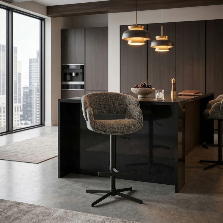Calderon Swivel Bar Stool on Castors