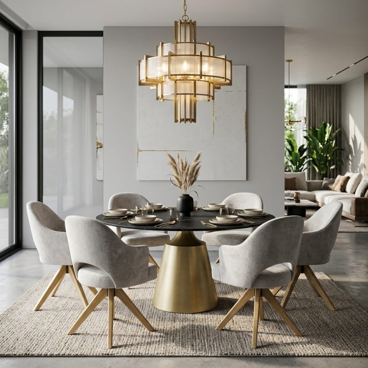 Sorrento Round Table Stylish and Contemporary Dining Table Brushed Gold Leg.jpg