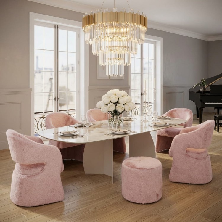 Aria Dining Chair with Fabric Fluffy by MEK Design London.jpg