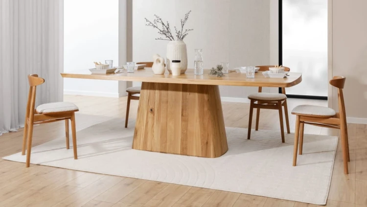 Dining Table Lugano Solid Oak Extendable Oval Top - Modern Wood Base 160-320 cm by MEK design10 (1).webp