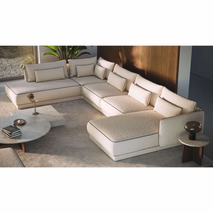 Yves L modern modular corner sofa, custom made textile