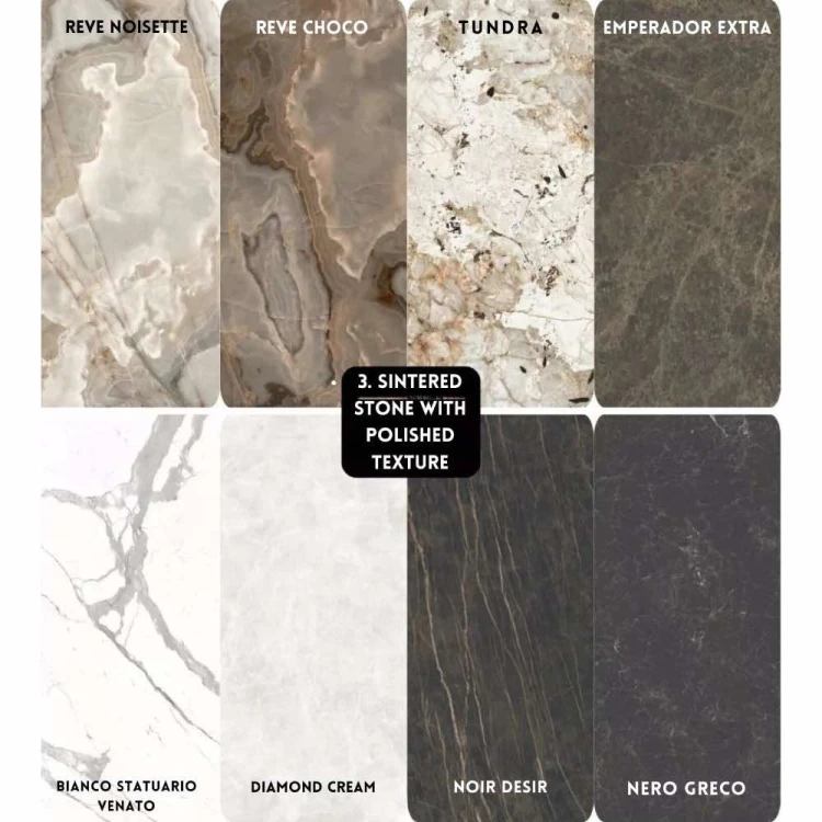 3. Sintered stone with polished texture- Luxury Italian Sintered Quartz