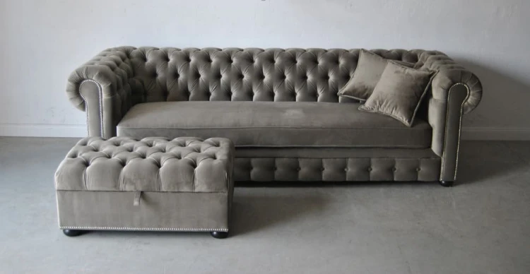 Chesterfield Classic Sofa Bed - Handcrafted British Sofa with Sleeping Function with pouf.jpg