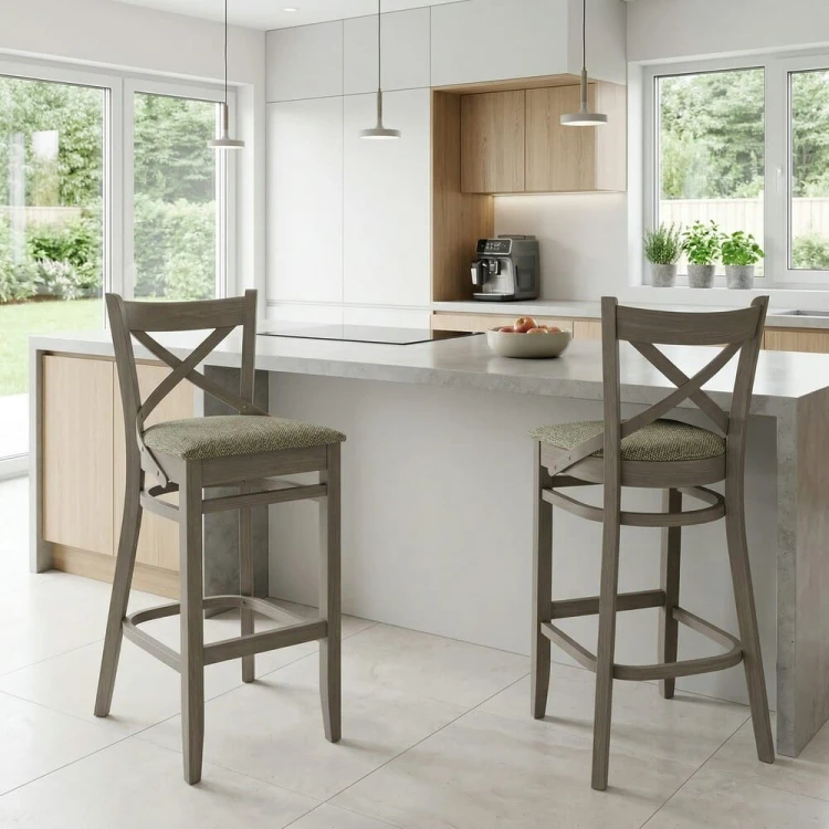 Windsor – Wooden Bar Stool with Upholstered Seat