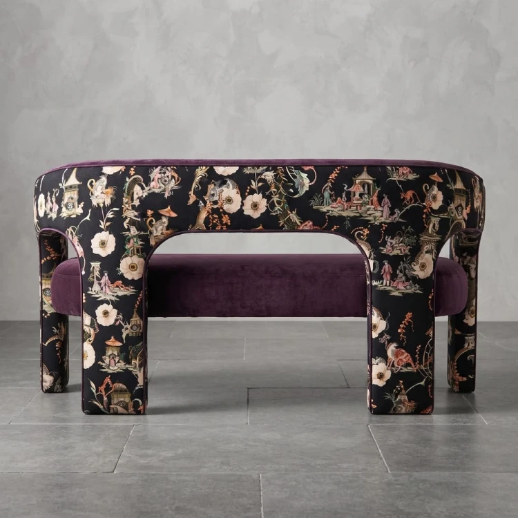 Camden Loop Bench in Euphoria Velvet and Tatiana Velvet back(1).jpg