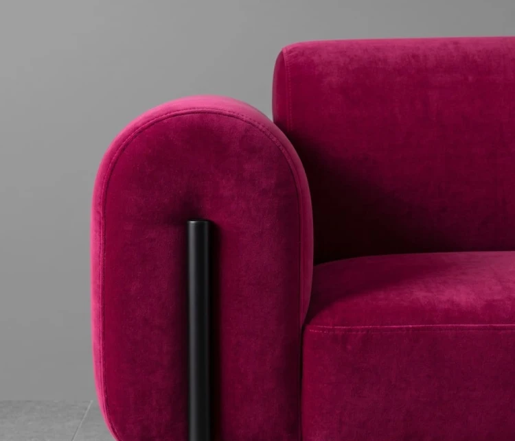 Ellery 2-seater sofa in Alvar Velvet PR1 Raspberry detail.jpg