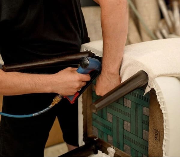 bespoke upholstery detail in MEK Design workshop